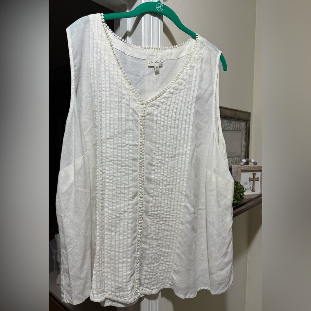 Wanderlust Ivory Textured Sleeveless Top